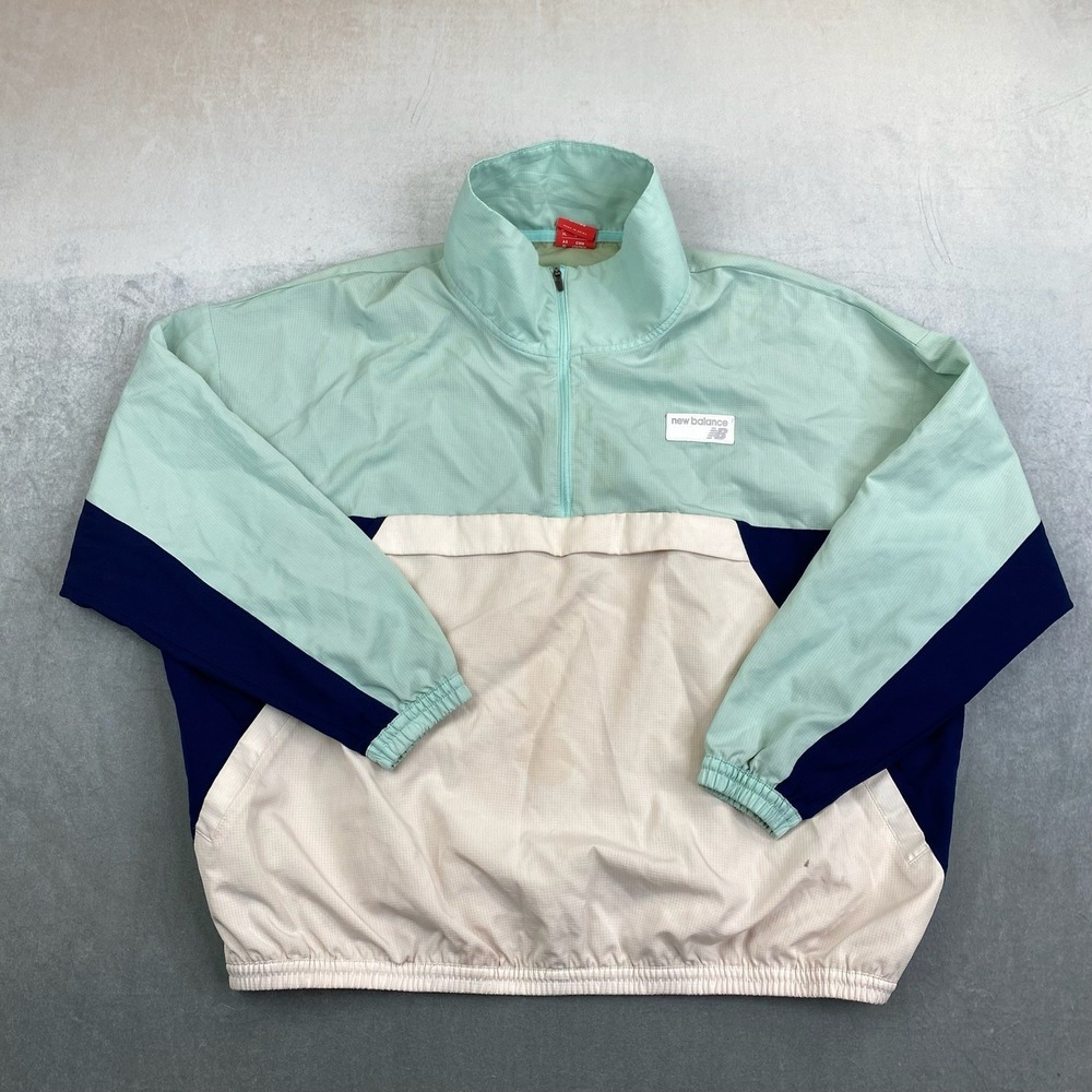 New Balance Half Zip Windbreaker Jacket Mint Green Mens Large - Picture 2 of 9
